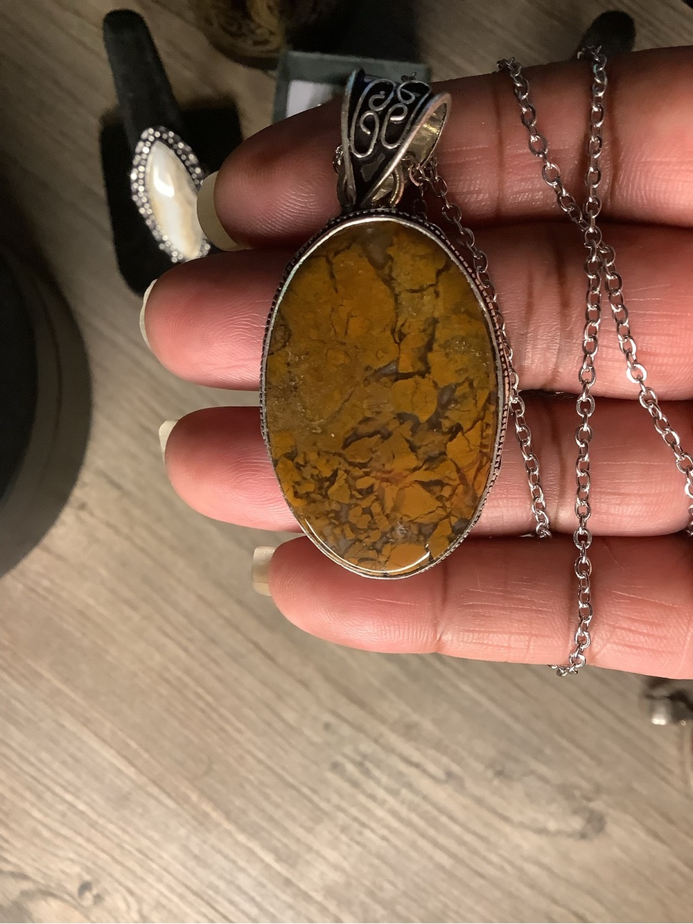 Seam Agate Silver Pendant
